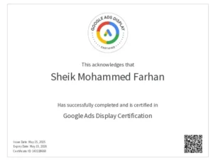 GOOGLE ADS DISPLAY CERTIFICATION BEST DIGITAL MARKETER IN KASARAGOD