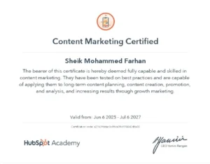 Hubspot Academy certification