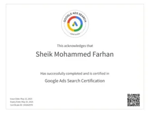 GOOGLE ADS SEARCH CERTIFICATION BEST DIGITAL MARKETER IN KASARAGOD