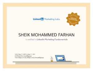 LINKDIN MARKETING CERTIFICATION BEST DIGITAL MARKETER IN KASARAGOD